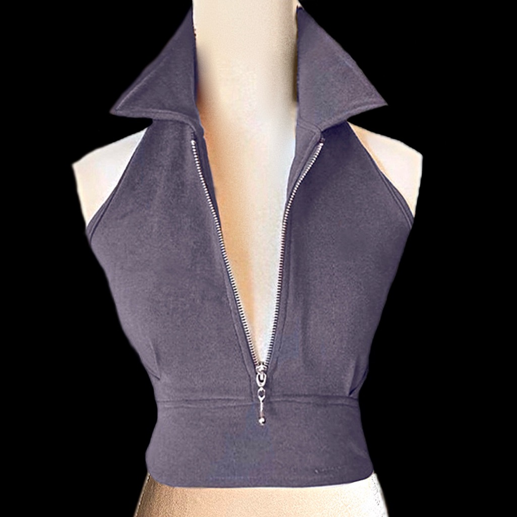 1997 Vintage K Zip Collared Empire Waist Crop Top.